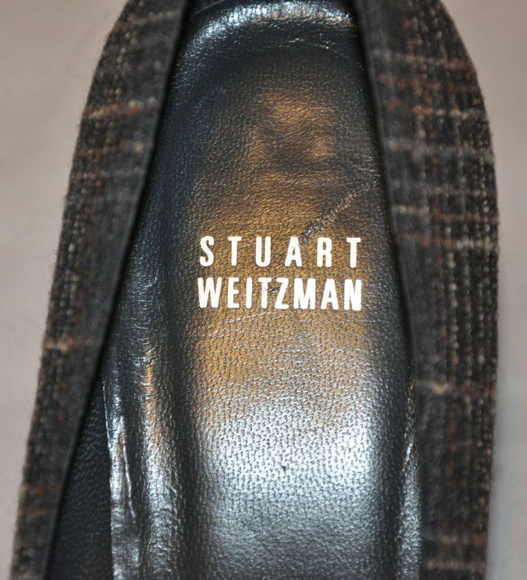 Stuart Weitzman Charcoal Gray Plaid Heels