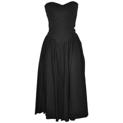 Retro Norma Kamali Black Strapless Dress