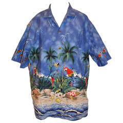 Retro KY's "Surf Boards & Tropicial Birds" Hawaiian Men's Shirt