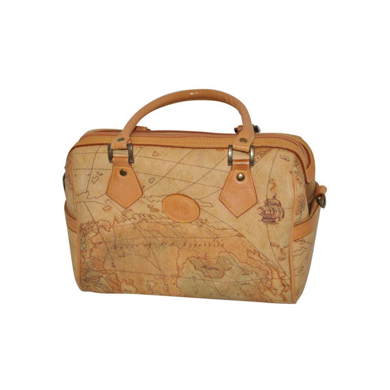 Allen Edward Embossed "Map" Barrel Handbag