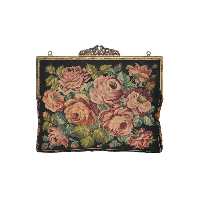 Jolles Original Micro Micro Needlepoint Tapertry of Roses Handbag