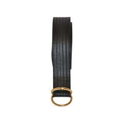 Vintage Yves Saint Laurent Black Detailed Top-Stitched D-Belt