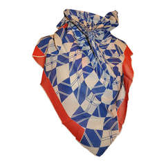 Bold Red White & Blue Bold Abstract Print Cotton Scarf