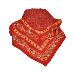Vintage Multi-Floral Print SIlk Scarf