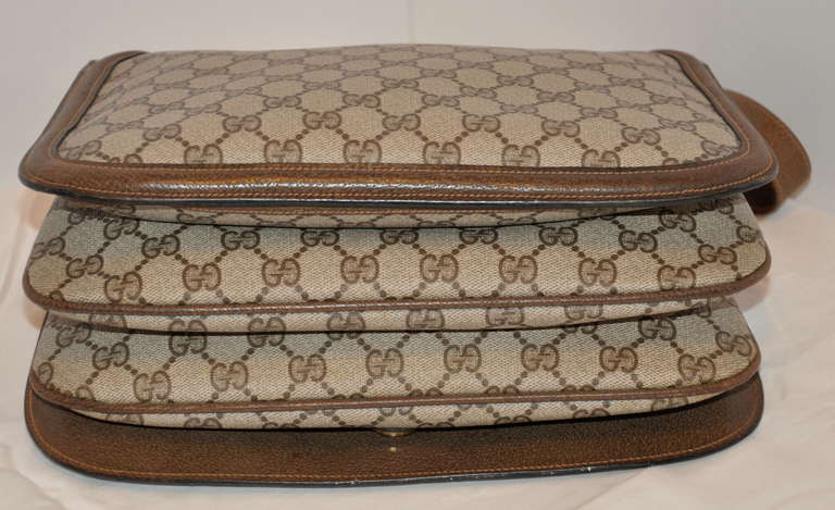 Brown Gucci Monogram Sectional Shoulder Bag with Huge 