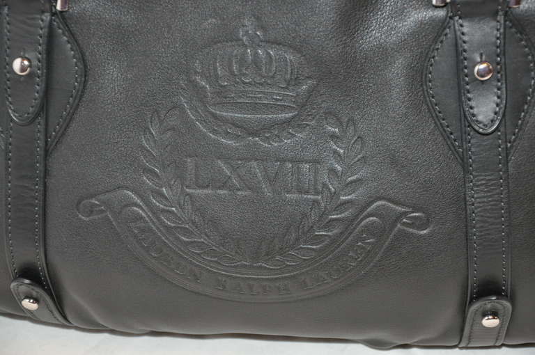 Women's Ralph Lauren Black Calfskin 3-Sectional Tote Handbag