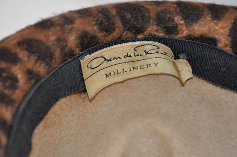 Oscar de la Renta Wool Felt Leopard Print Hat