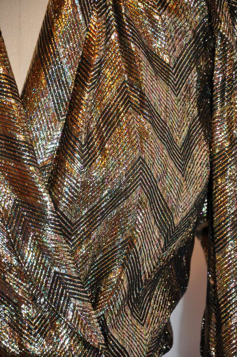 El Corte Ingle Multi-Color Lame Herringbone Wrap Top