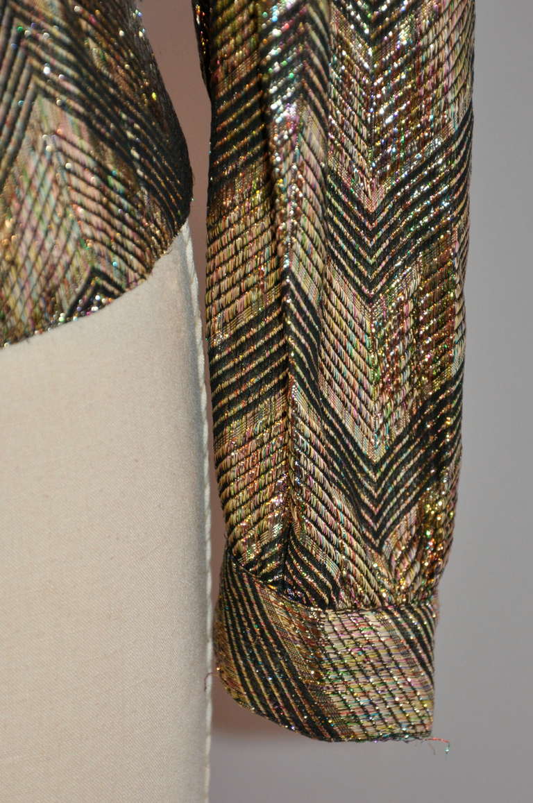 El Corte Ingle Multi-Color Lame Herringbone Wrap Top In Excellent Condition In New York, NY