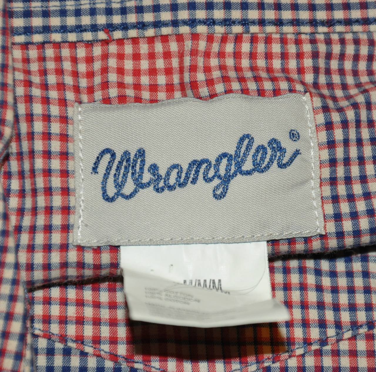 Vintage Wrangler Men's Red, White and Blue Checkered Signature Shirt ...