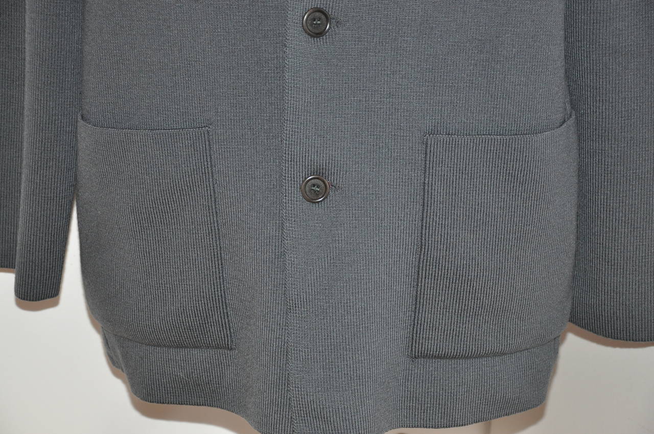 Gianfranco Ferre Men's Gray Sweater Jacket with Patch Pockets For Sale ...