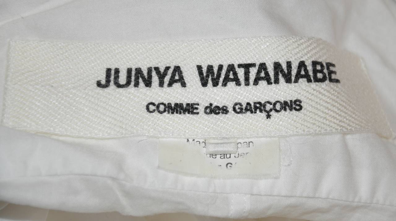 Junya Watanabe Comme des Garcons White Deconstructed Drawstring Shirt In Excellent Condition For Sale In New York, NY