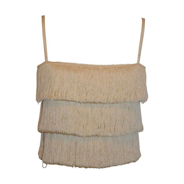 Cream Multi-Tier Fringed Top