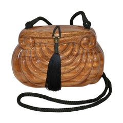 Jimmy Woods of Beverly Hills Hand-Carved Evening Bag with Silk Tassle