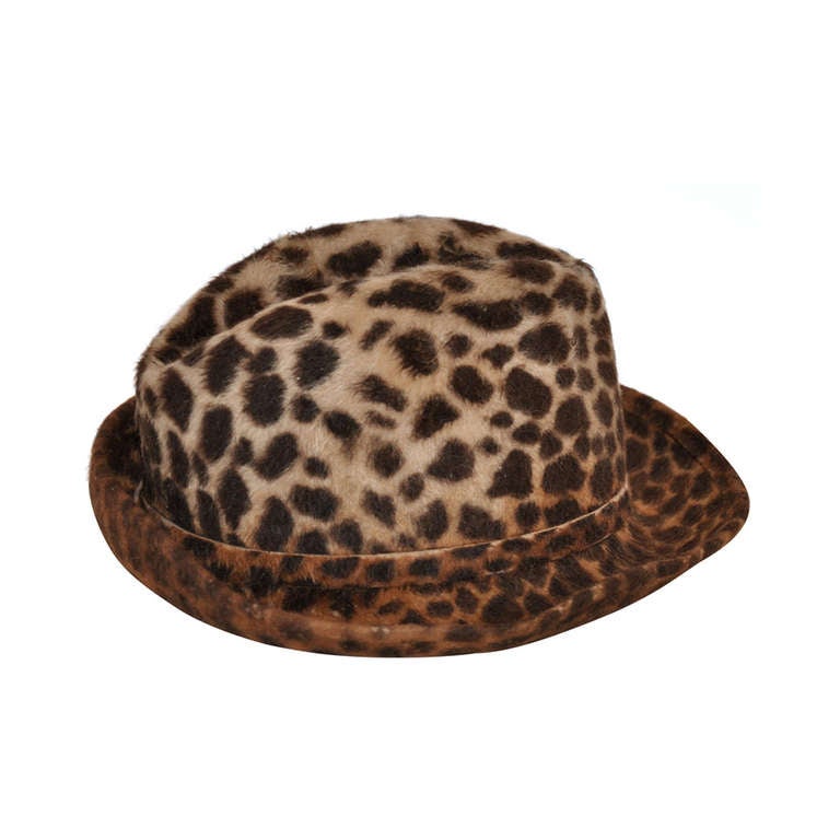 Oscar de la Renta Wool Felt Leopard Print Hat