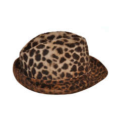 Retro Oscar de la Renta Wool Felt Leopard Print Hat