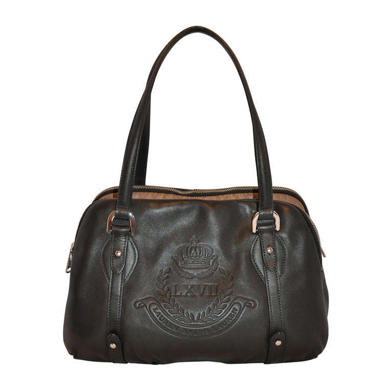 Ralph Lauren Black Calfskin 3-Sectional Tote Handbag