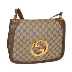 Retro Gucci Monogram Sectional Shoulder Bag with Huge "GG" Hardware
