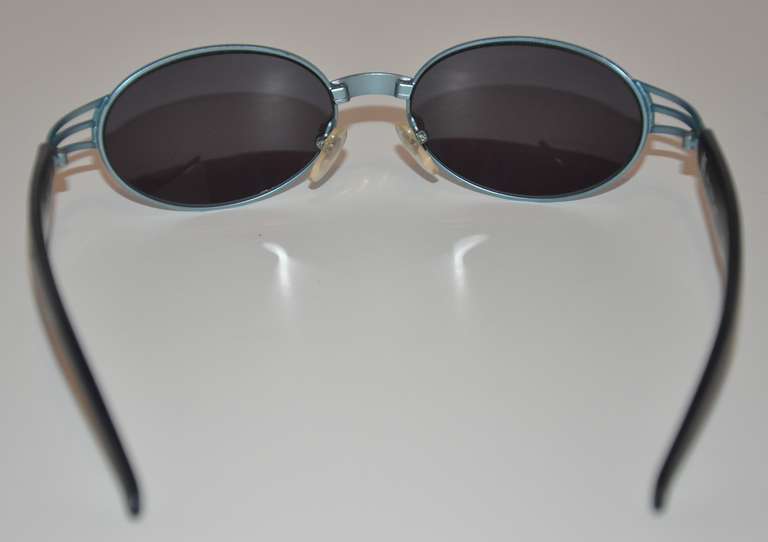 Jean Paul Gaultier Metallic Turquoise Metal Frame Sunglasses 1
