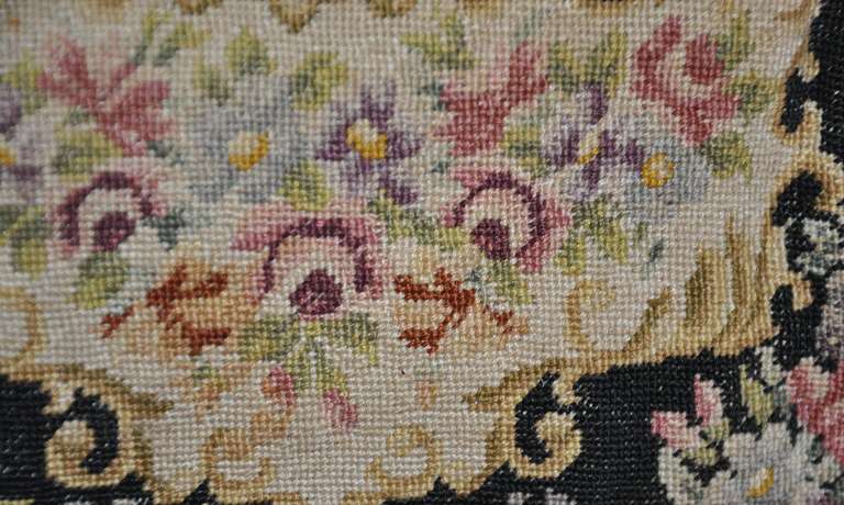 Multi-Colored Floral Hand-Done Tapestry Handbag In Good Condition In New York, NY