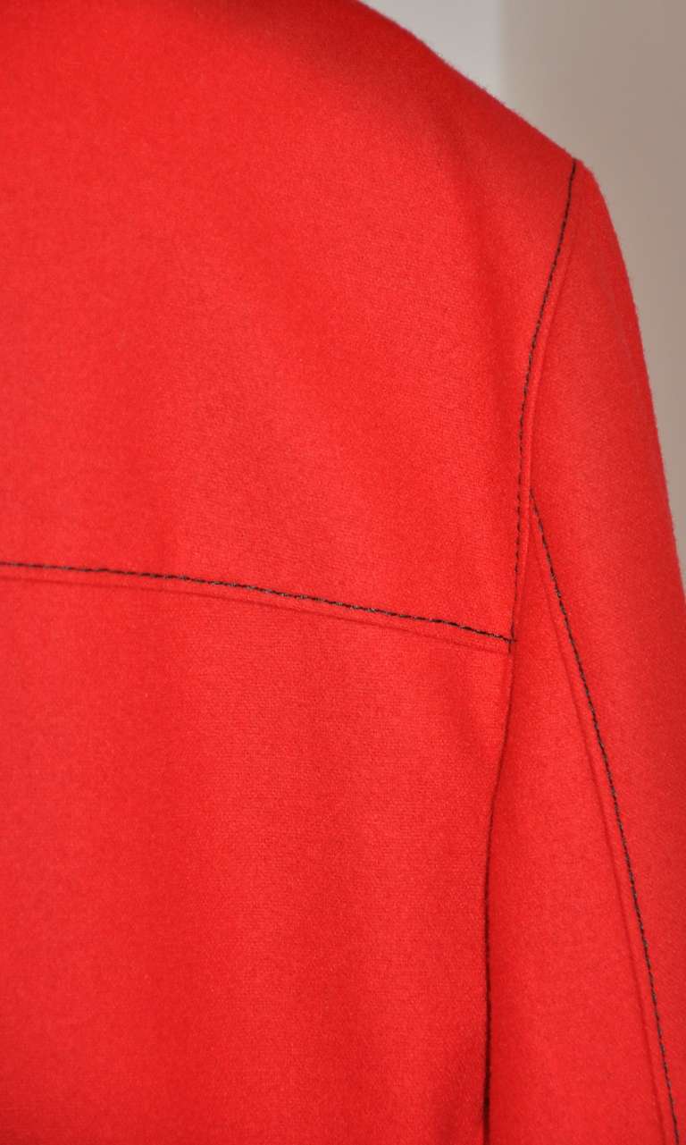 Moschino Herrenjacke aus roter Wolle mit Motorradmuster im Angebot 2