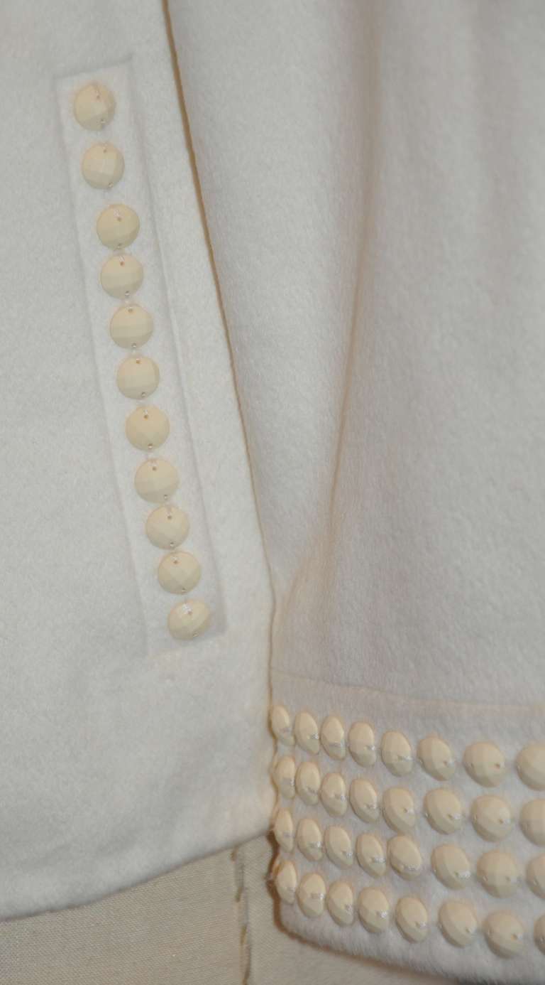 Women's Winter White Embellished Cashmere Jacket