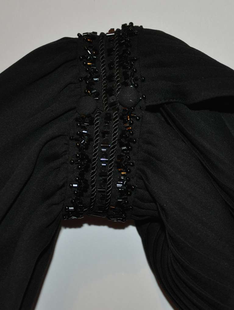 Oscar de la Renta Black Poet's Blouse and Matching Open Black Jacket In Good Condition In New York, NY