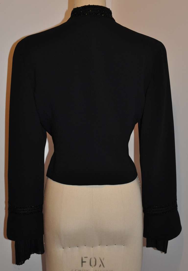 Oscar de la Renta Black Poet's Blouse and Matching Open Black Jacket at ...