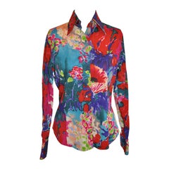 Vintage ETRO Multi-Color Floral Print Blouse