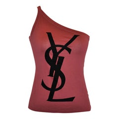 Yves Saint Laurent Ein-Schulter-Unterschrift YSL-Emblem Top