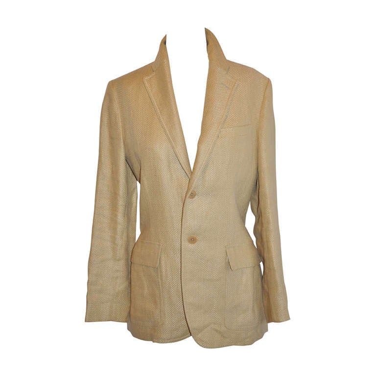 Ralph Lauren (Black Label) Beigefarbene klassische Leinenjacke