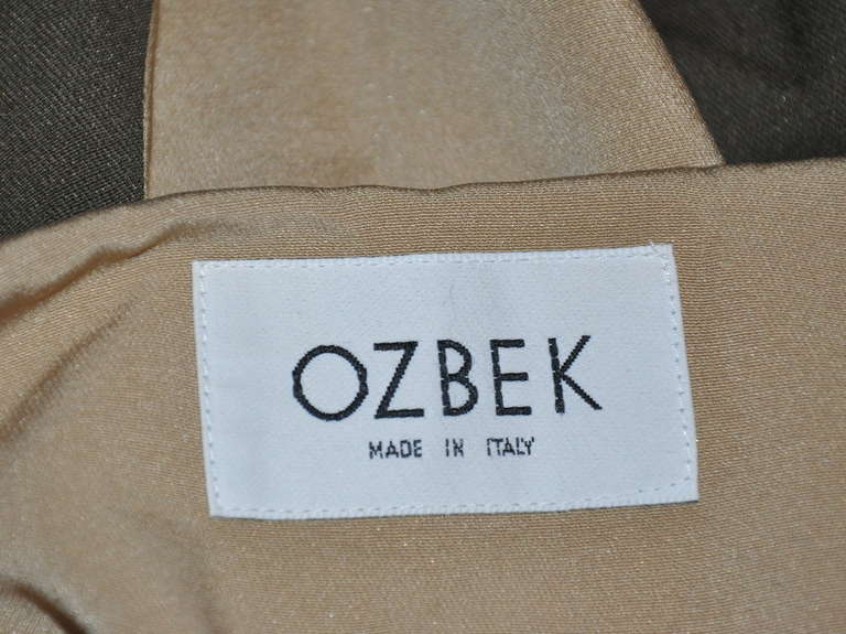 OZBEK Tan & Olive-Green Stripe High-Waisted Pant