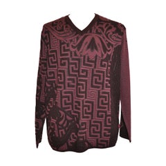 Gianni Versace Men's Plum & Lavender V-Neck Pullover