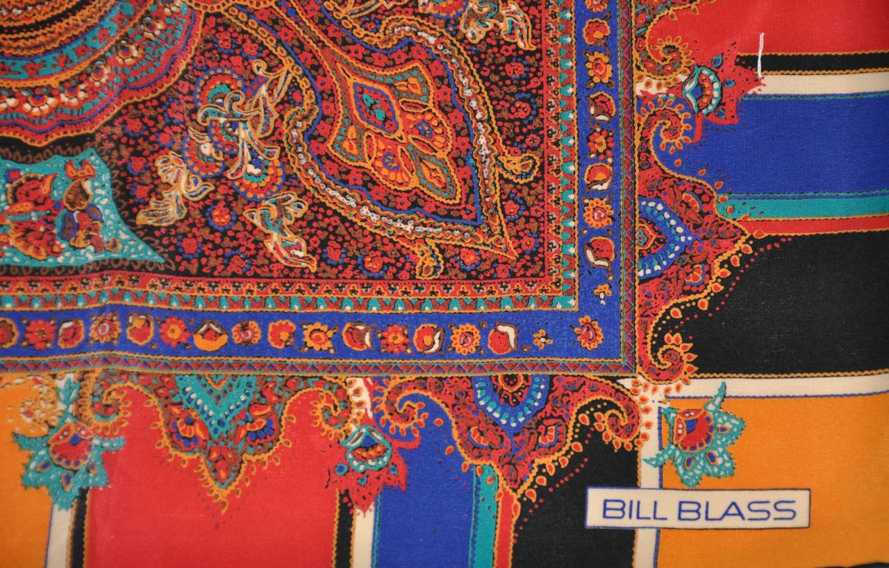 Women's Bill Blass Bold Multi-Color Majestic Palsey Print Silk Scarf