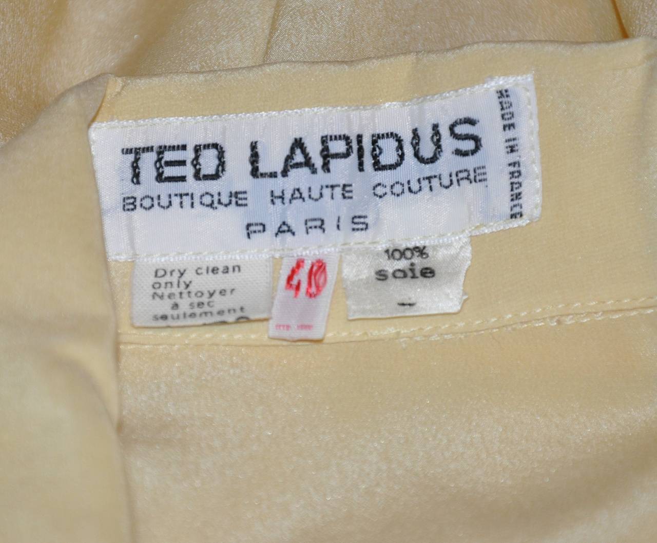 Ted Lapidus Beige Two-Tier Silk Button Blouse In Fair Condition For Sale In New York, NY