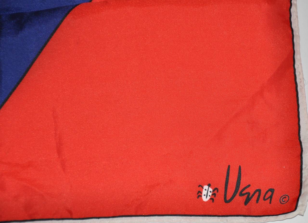 Ce magnifique foulard en soie abstrait et multicolore de Vera mesure 24 1/2