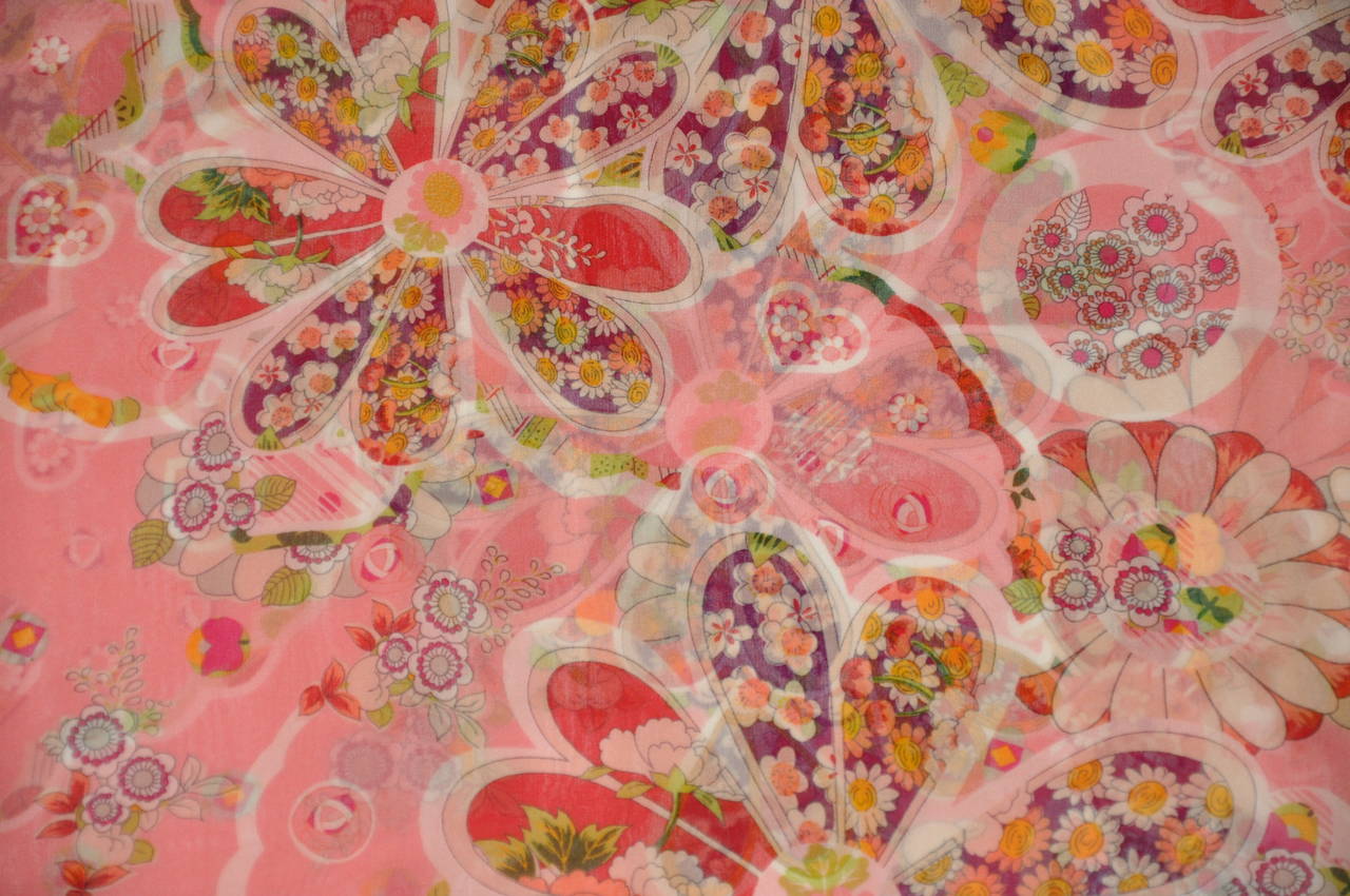 Pañuelo de gasa de seda multifloral 