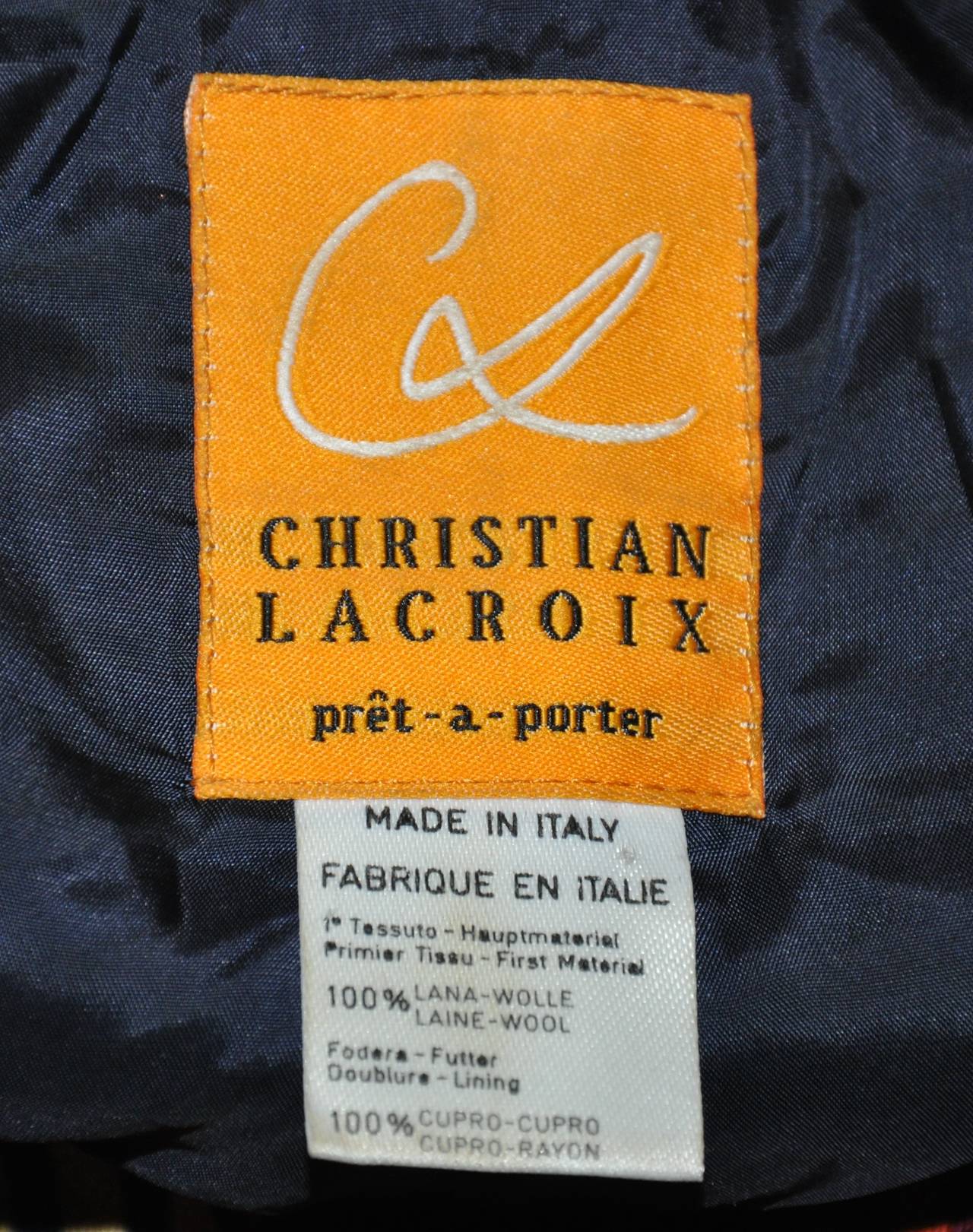 Brown Christian LaCroix Multi-color Multi-plaid Cropped Jacket For Sale