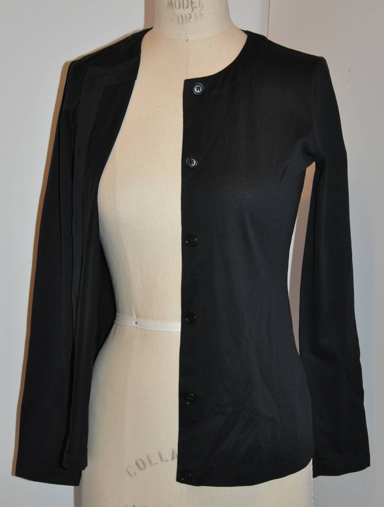 Helmut Lang Black Button-Down Cotton Jersey Top In Excellent Condition In New York, NY