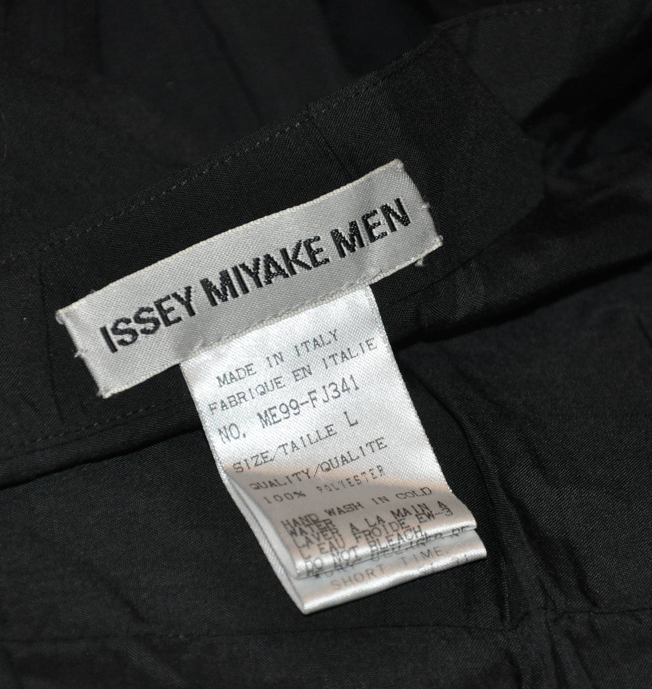 Issey Miyake Men's Black Accordian Shirt with Mother-of-Pearl Accent ...