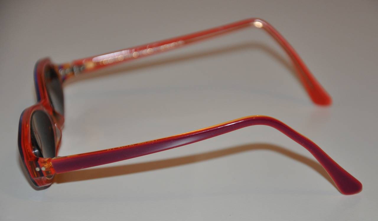 Jean Lafont Autumn Brown Lucite Over Gold Hardware frame sunglasses measures 1 1/8