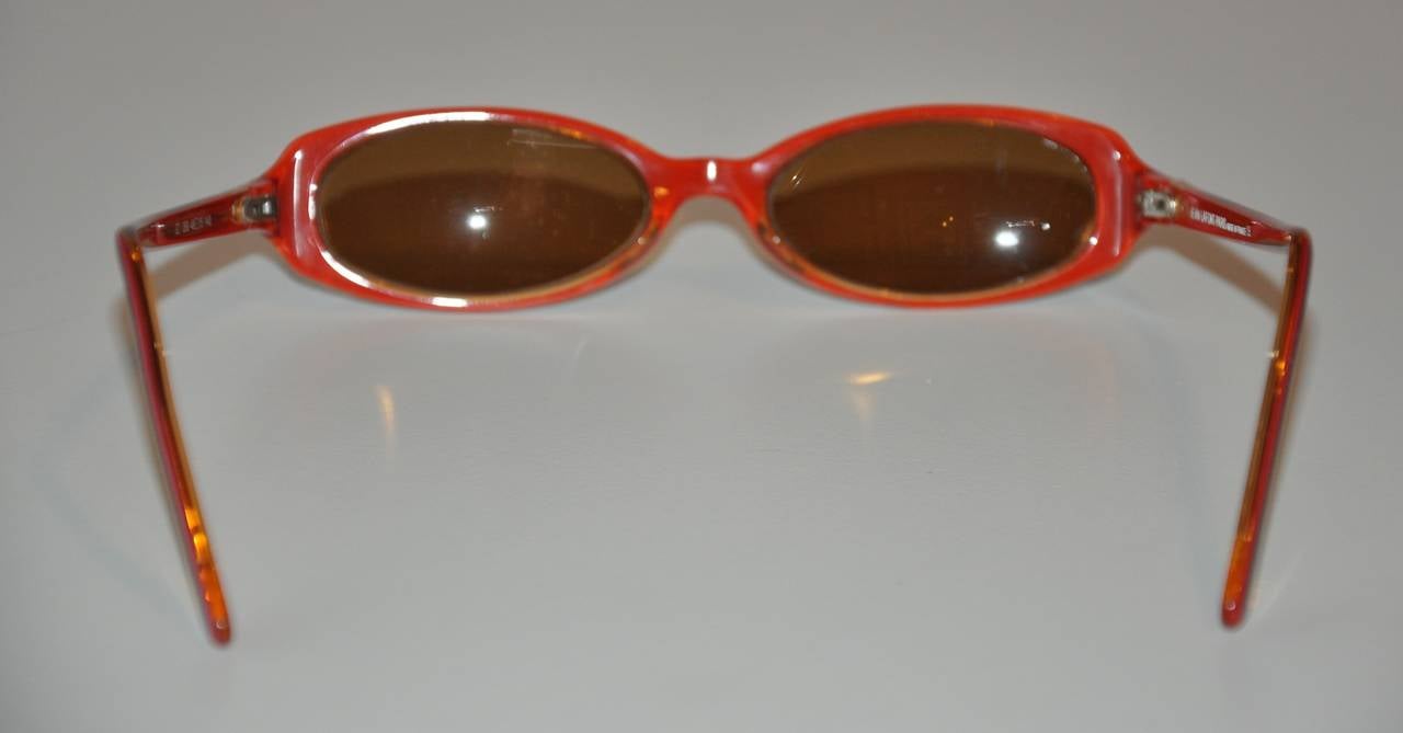 Jean Lafont Autumn Brown Over Gold Hardware Frame Sunglasses In Good Condition In New York, NY