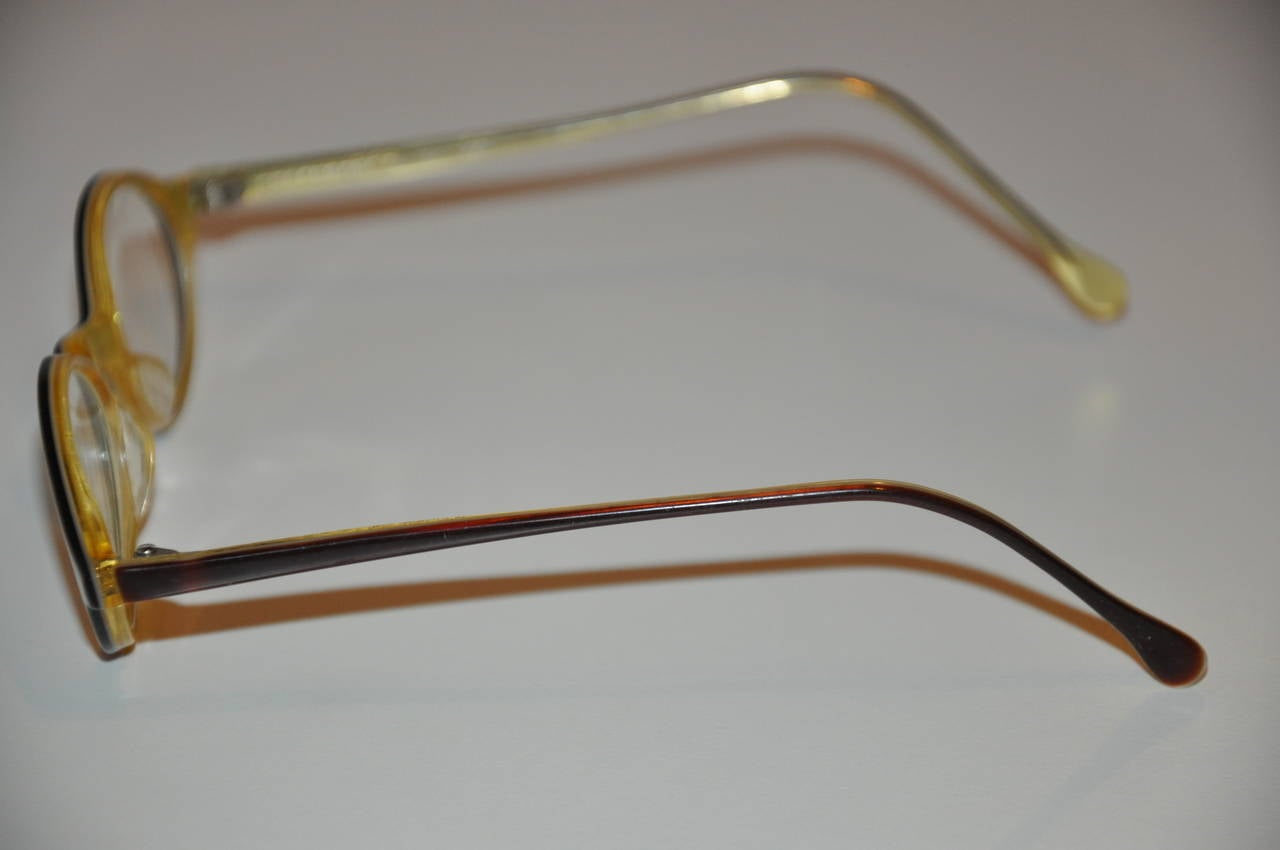 Sagami (Japan) Black with Golden Yellow Lucite Eyeglasses In Good Condition In New York, NY