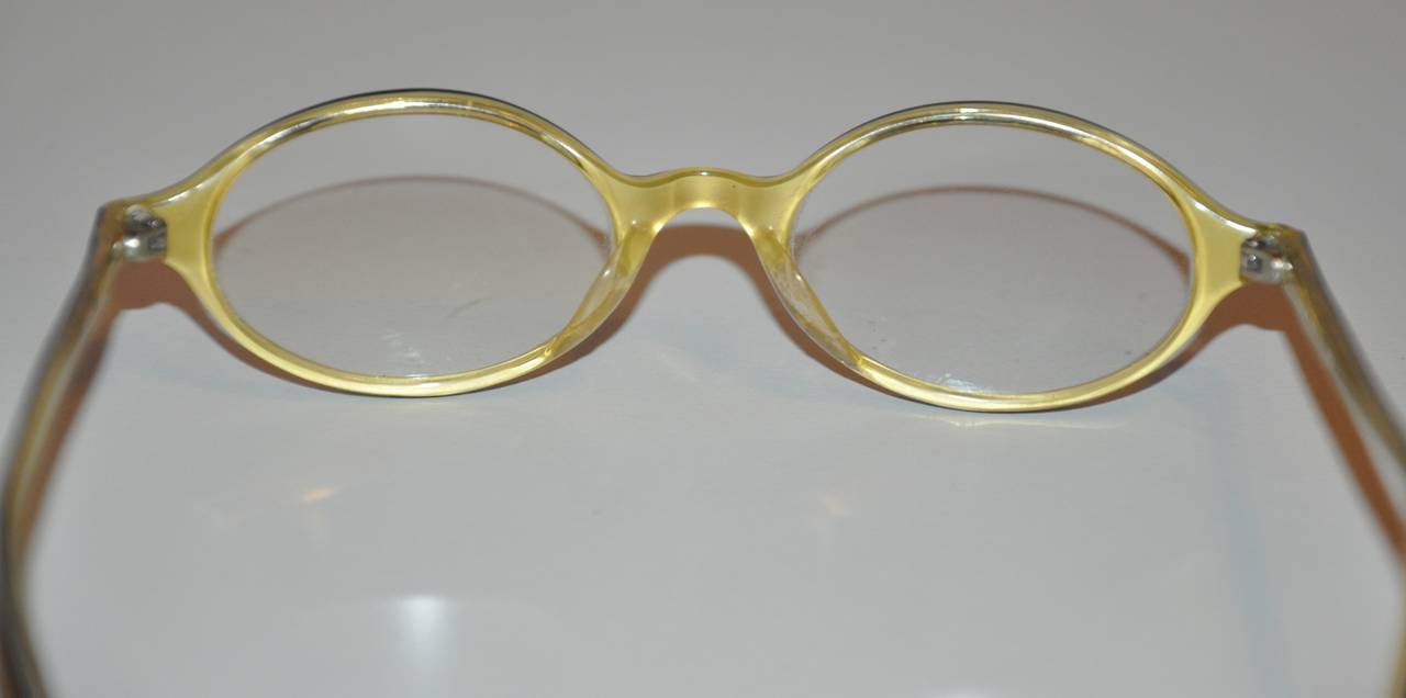 Women's or Men's Sagami (Japan) Black with Golden Yellow Lucite Eyeglasses