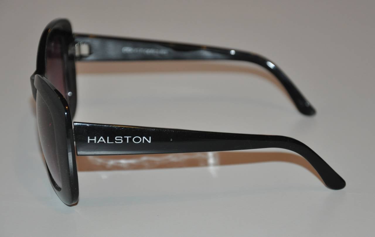 Halston thick black lucite sunglasses made by 