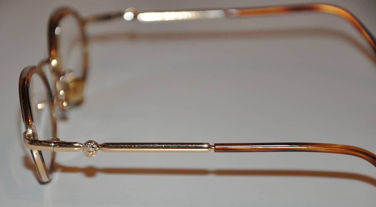 Gray Gianni Versace Gold Hardware Frame with Tortoise Shell Eyeglasses