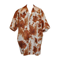 Launala Men's Brown & White Floral Hawaiian Shirt