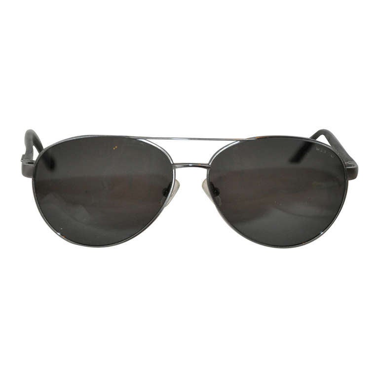 Tumi Brushed Silver Titanium Frame Sunglasses & Case For Sale