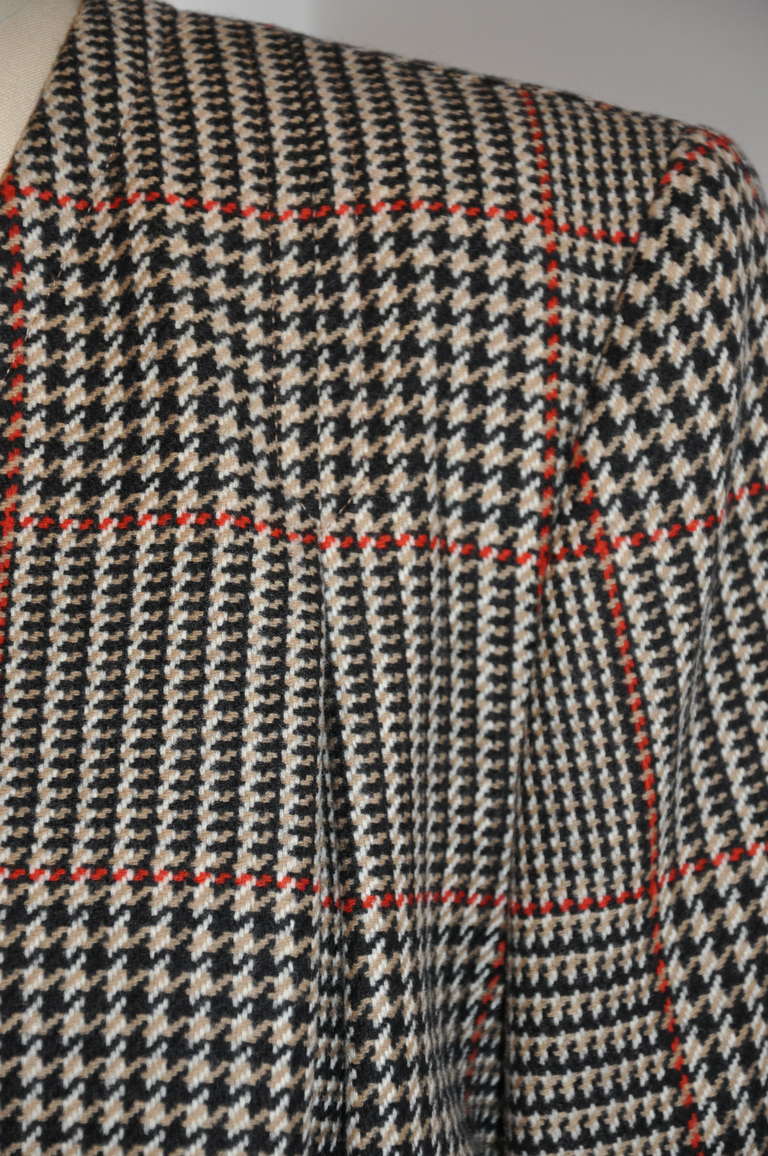 Women's Valentino Fully Lined Multicolor Plaid Open Coat