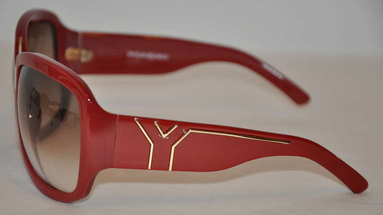 Brown Yves Saint Laurent Burgundy Lucite with 